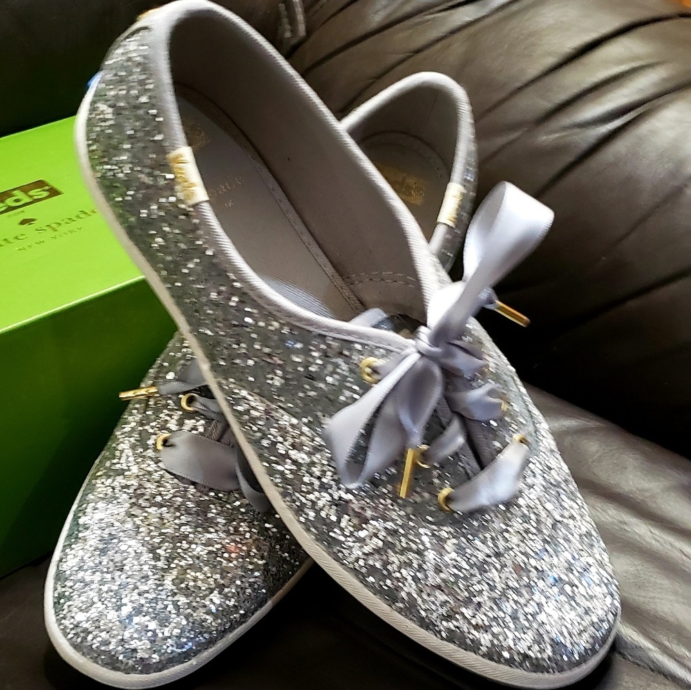 Kate Spade Glitter Keds Silver